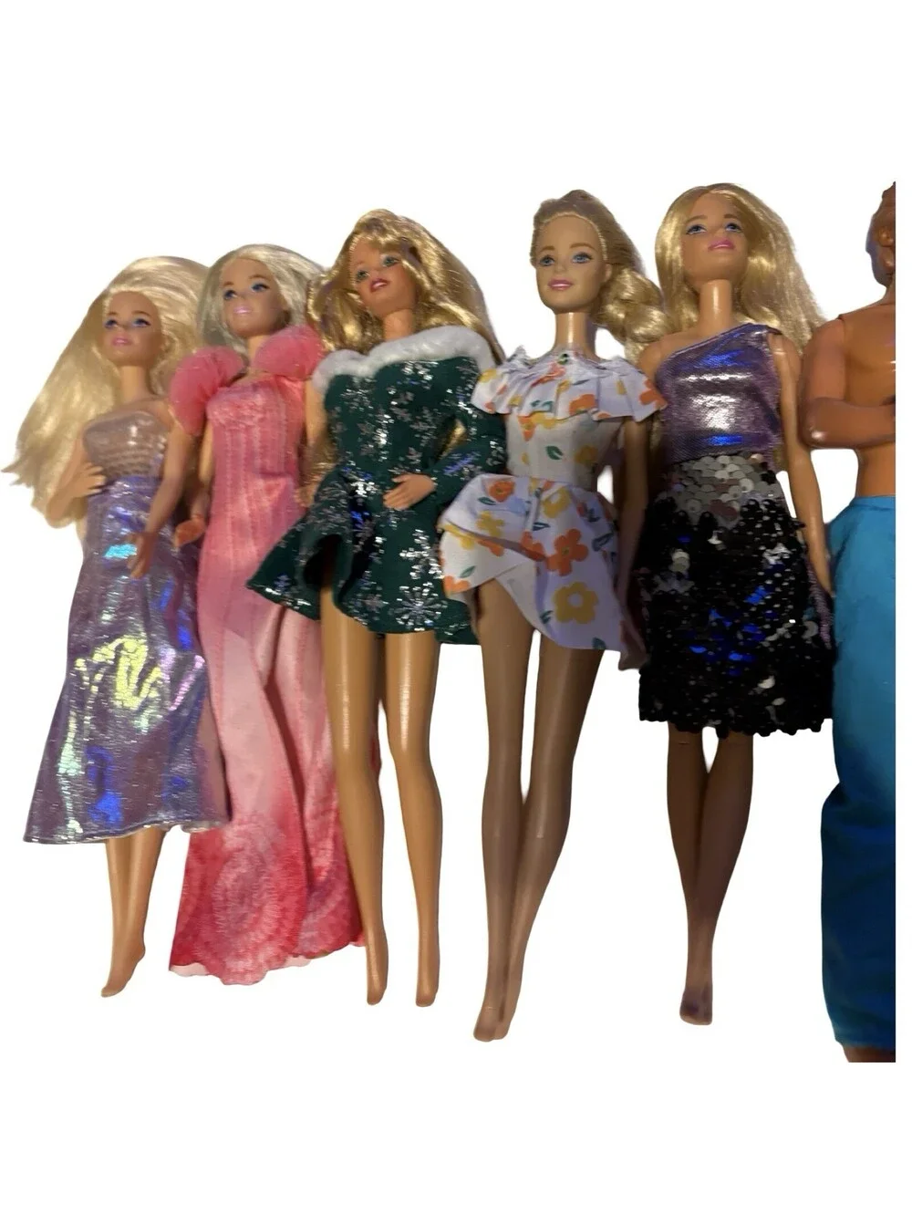 Lot of 9 Miscellaneous Barbies with Clothing